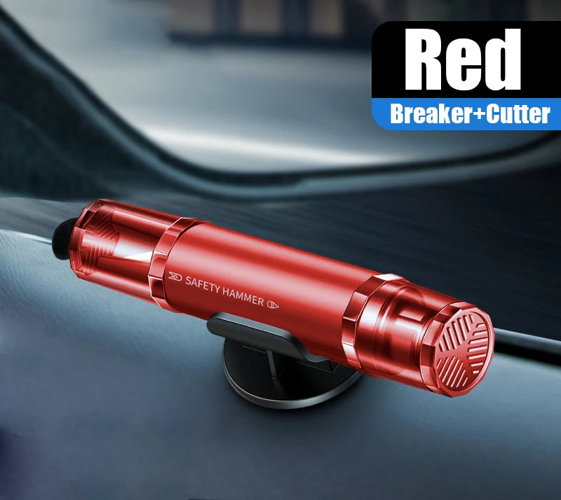 2-in-1 Car Glass Breaker Safety Hammer Tool With Base