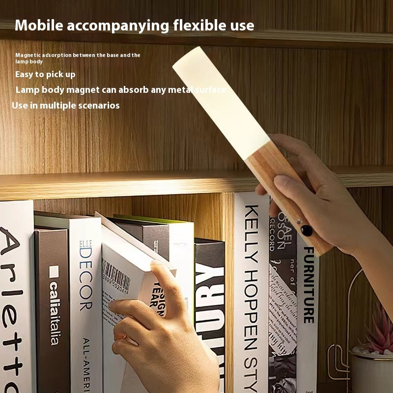 LED Wood Grain Magnetic Motion Sensor Lamp