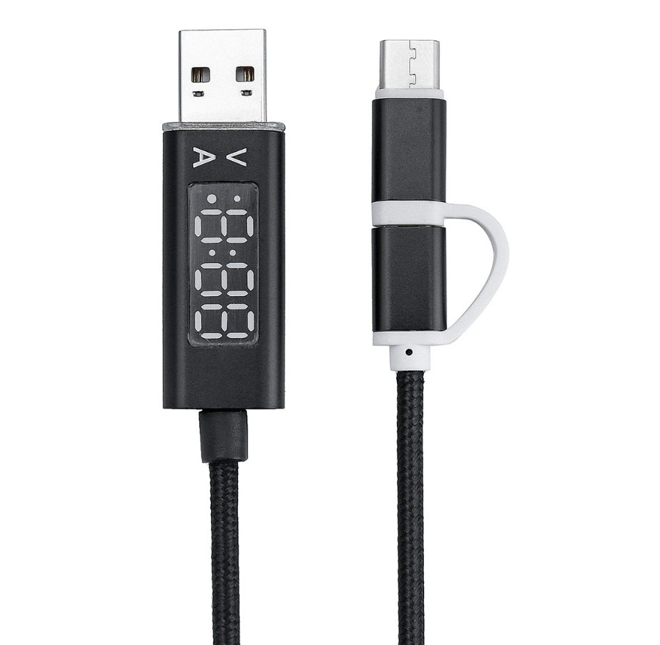 USB 2 In 1  Type C Display Nylon Charging Cable