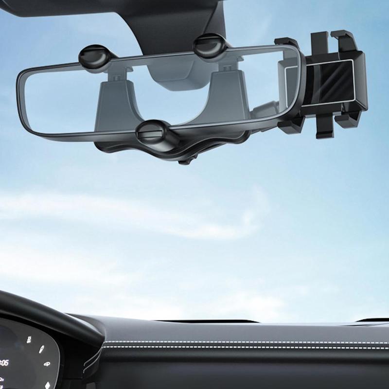 Retractable 360 Rear View Mirror Phone Holder