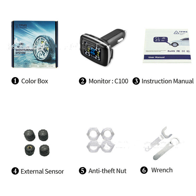 USB Tire Pressure Security Alarm Sensors