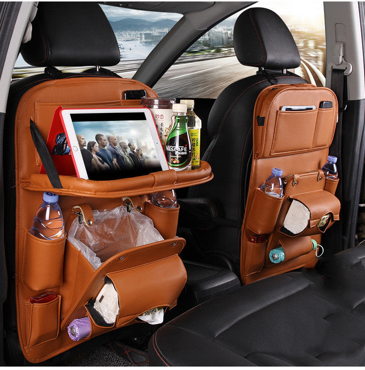Multifunction PU Leather Car Storage Hanging Bag