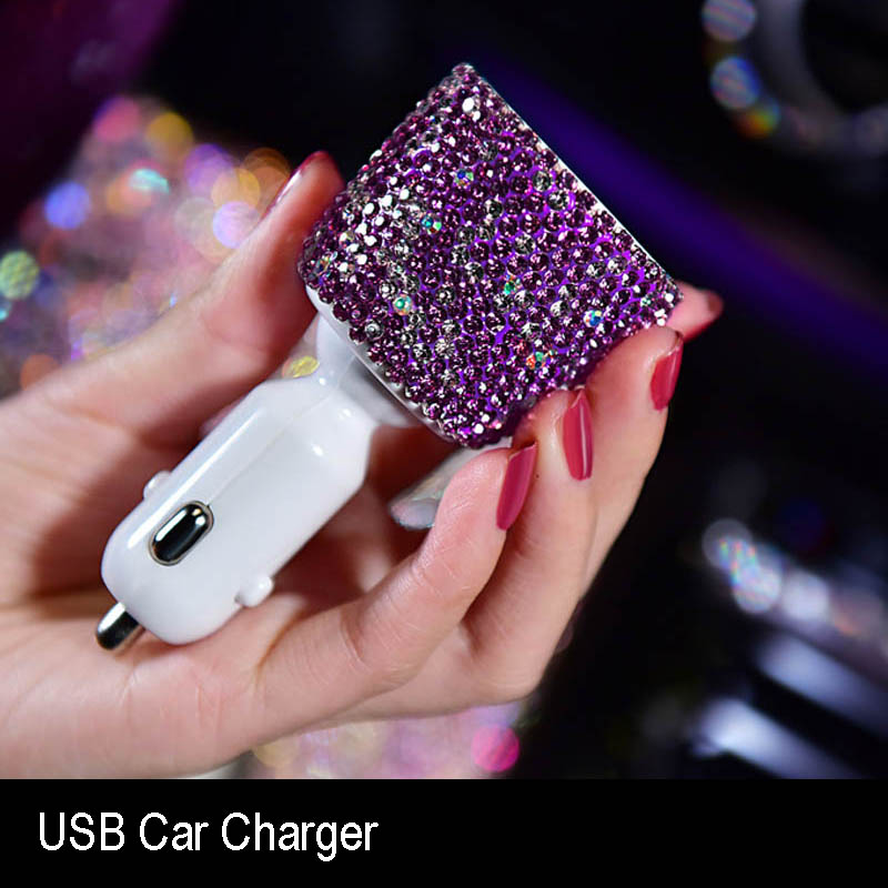Purple Rhinestone Car Interior Accessories
