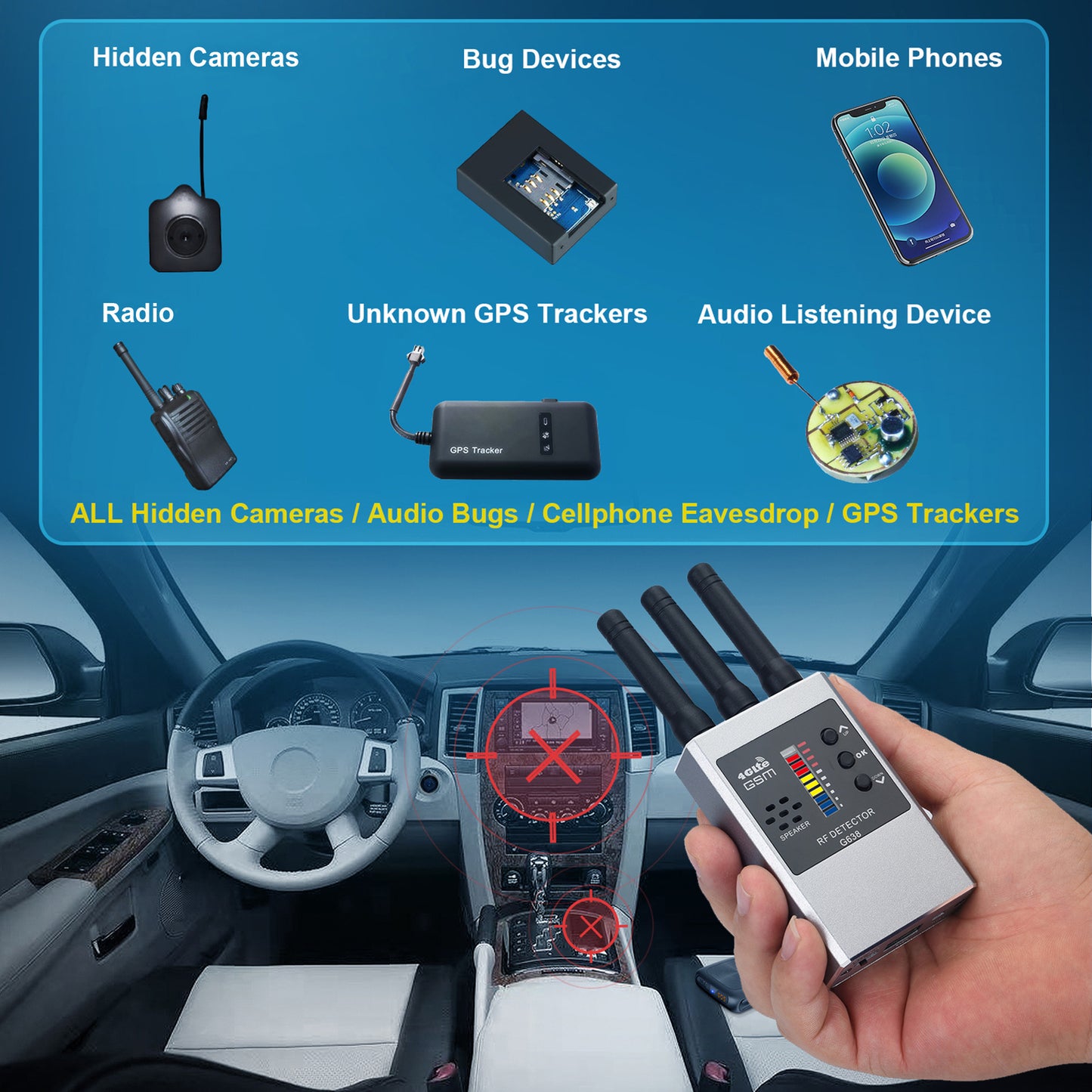 RF Bug Detector Hidden Camera Finder