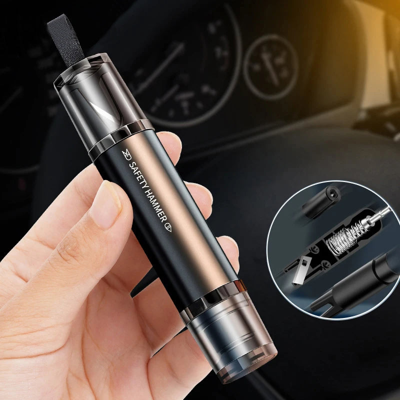 2-in-1 Car Glass Breaker Safety Hammer Tool With Base