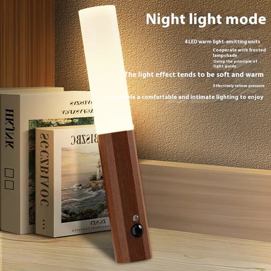LED Wood Grain Magnetic Motion Sensor Lamp