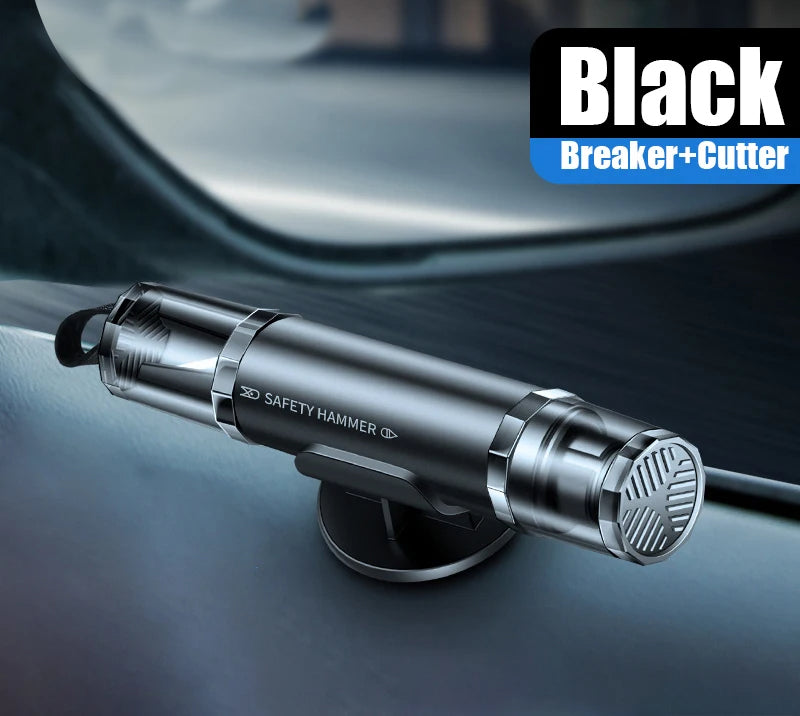 2-in-1 Car Glass Breaker Safety Hammer Tool With Base