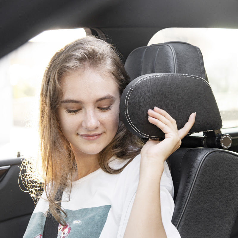 Adjustable Car Leather Neck Support Pillow