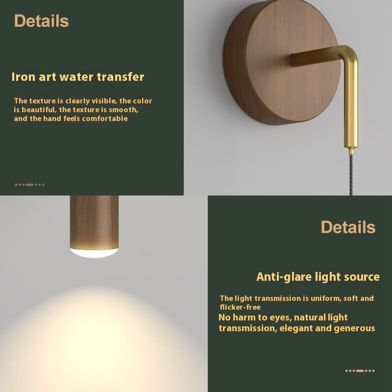 Creative Wood Grain Bedside Wall Lamp