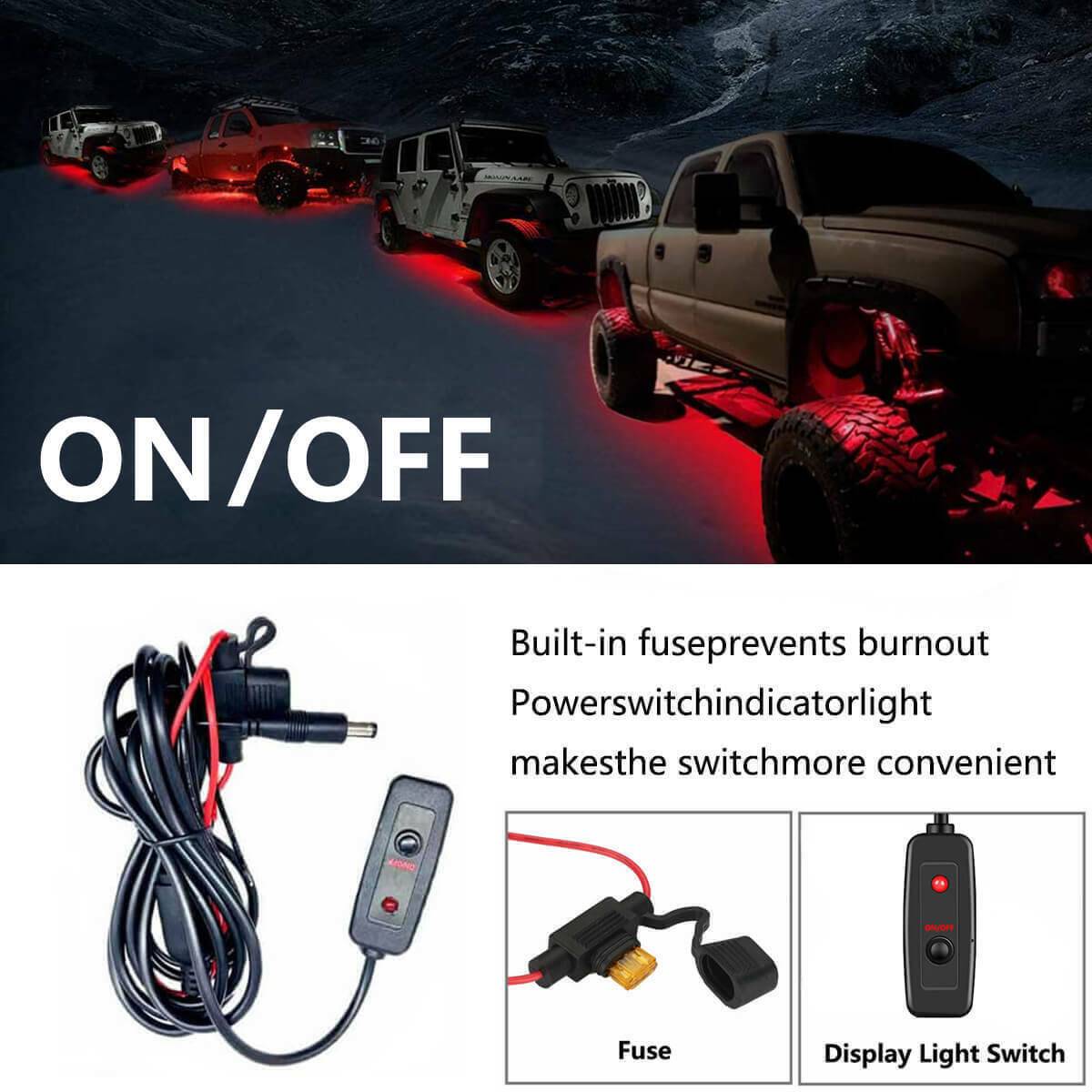 6x Car Underglow Neon Accent Strip Lights Kit