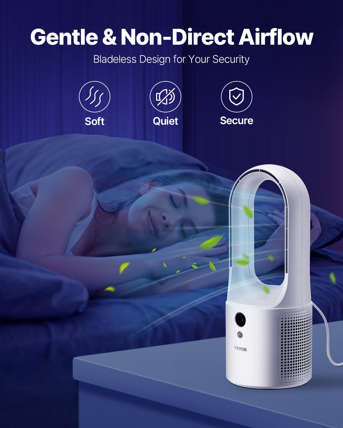 Portable Desk Bladeless 6-Speed Quiet Fan