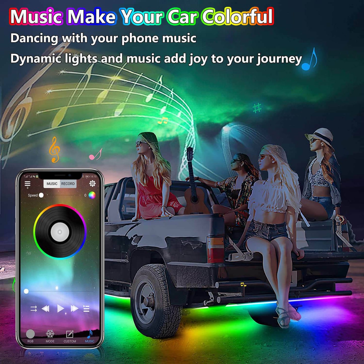 6x Car Underglow Neon Accent Strip Lights Kit