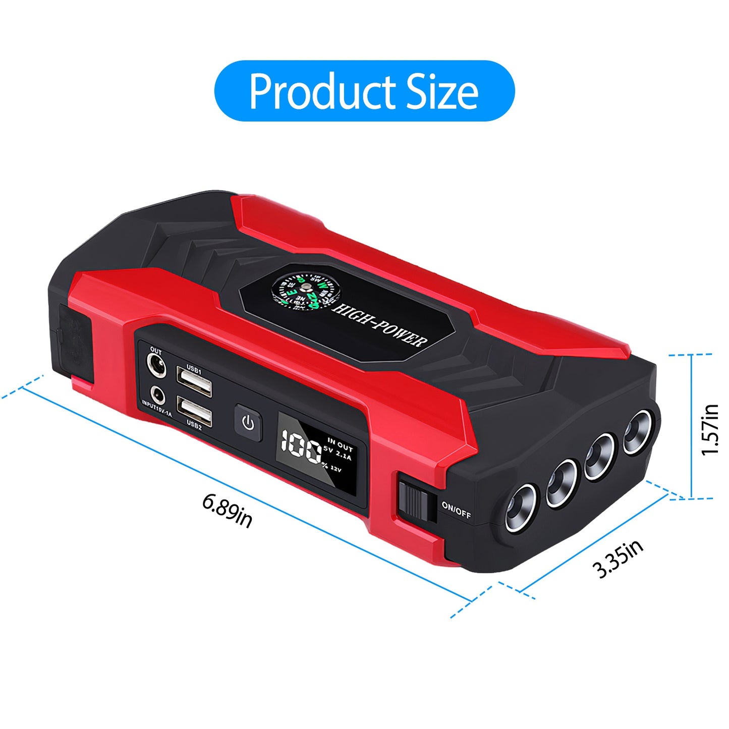 28000mAh 12V Car Jump Starter Booster With LCD Screen