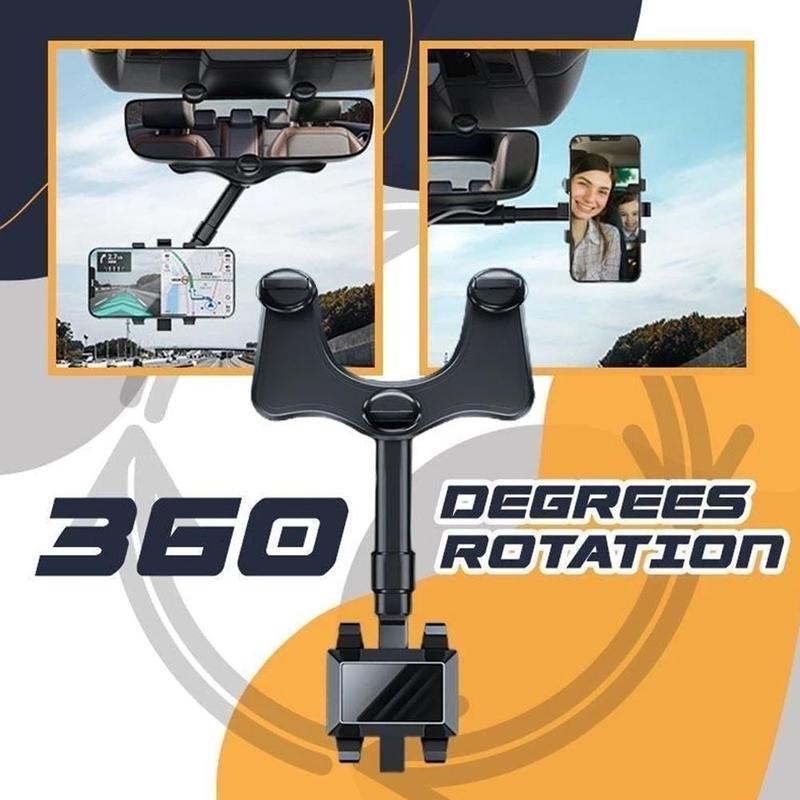 Retractable 360 Rear View Mirror Phone Holder
