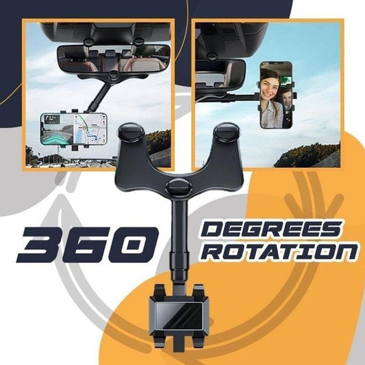Retractable 360 Rear View Mirror Phone Holder