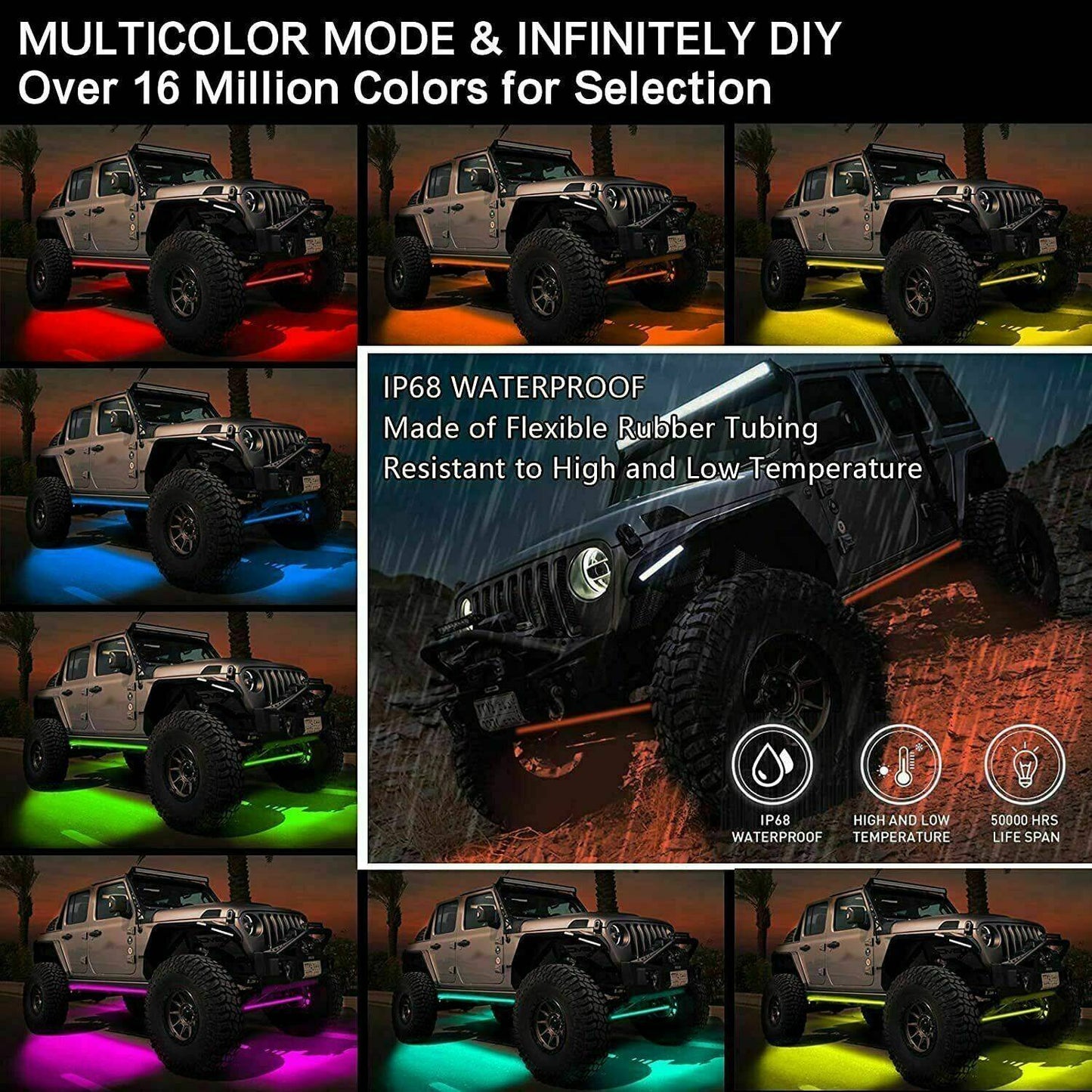 6x Car Underglow Neon Accent Strip Lights Kit