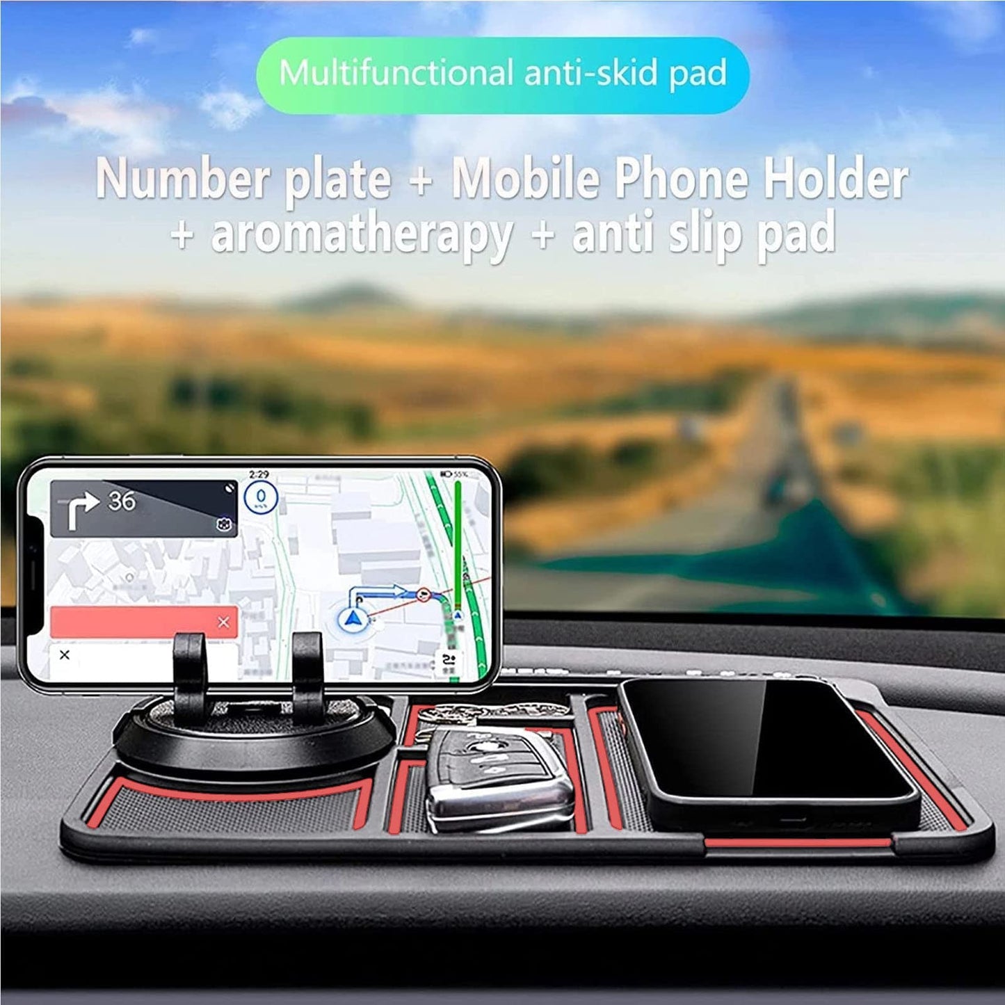 4-in-1 Non-Slip Car Phone Holder Mat