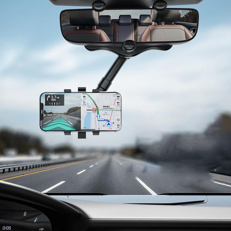 Retractable 360 Rear View Mirror Phone Holder