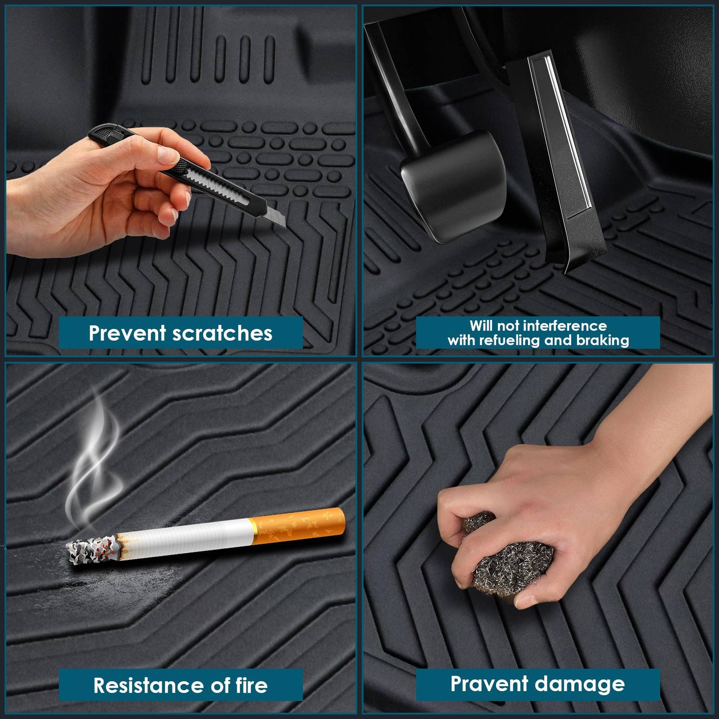 Black All-Weather TPE Rubber Car Mats