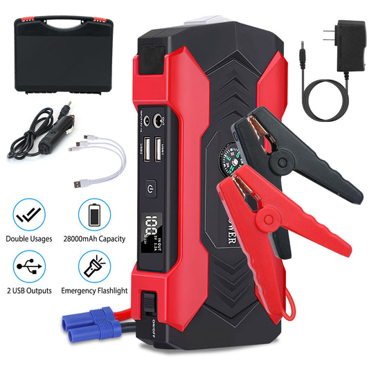 28000mAh 12V Car Jump Starter Booster With LCD Screen