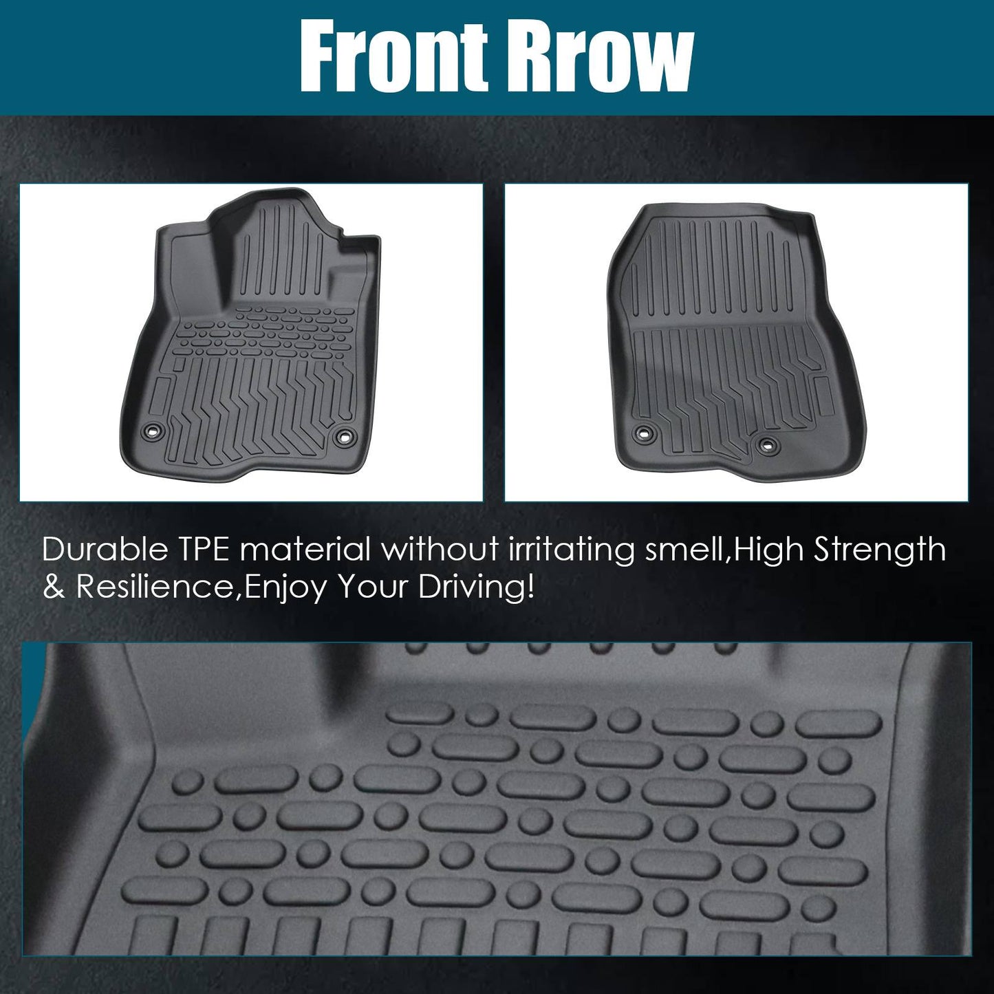 Black All-Weather TPE Rubber Car Mats