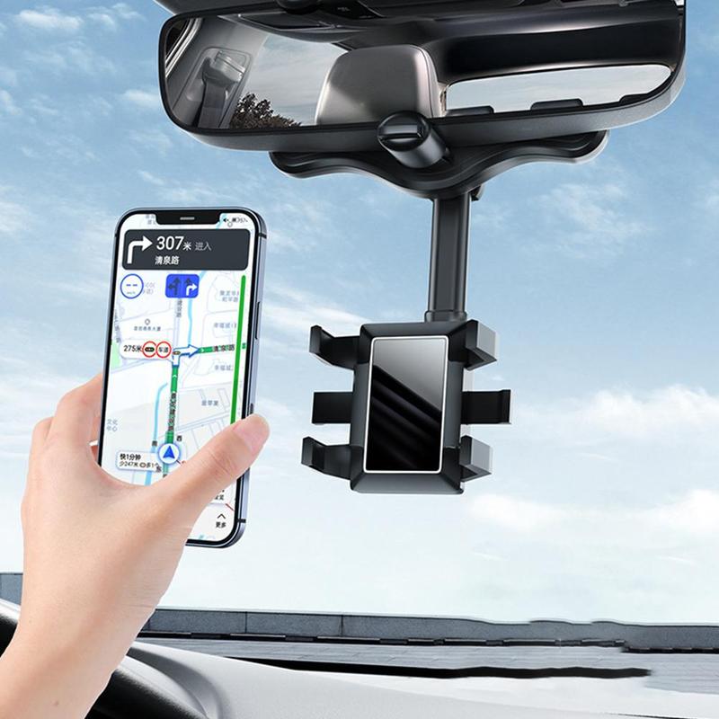 Retractable 360 Rear View Mirror Phone Holder