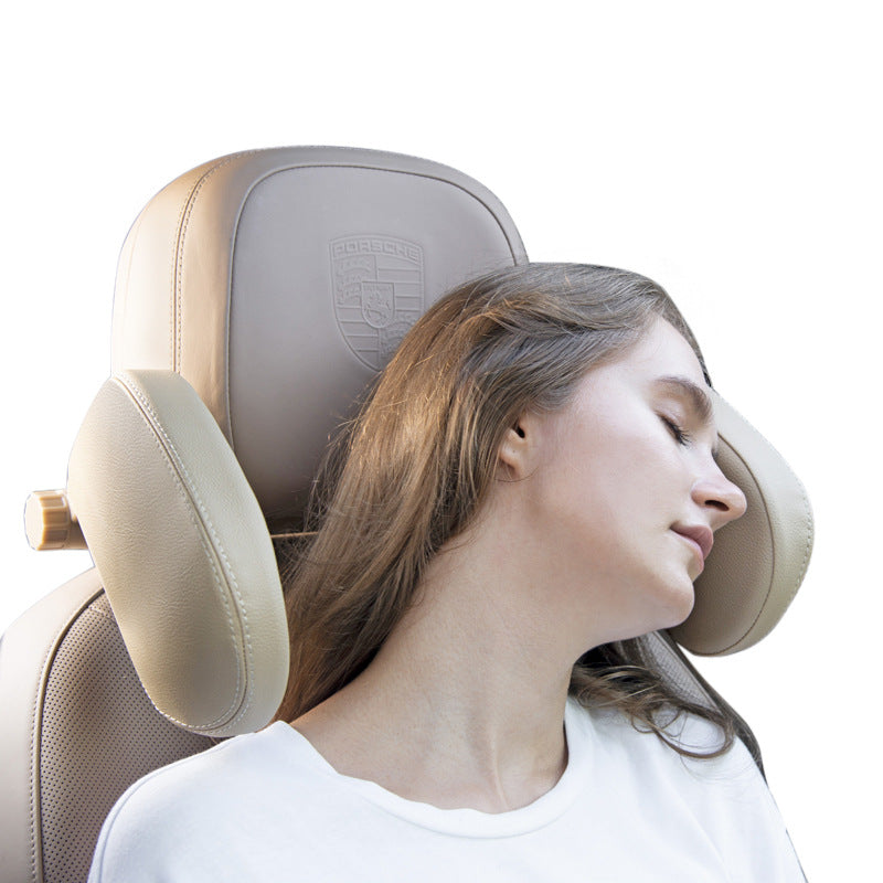 Adjustable Car Leather Neck Support Pillow