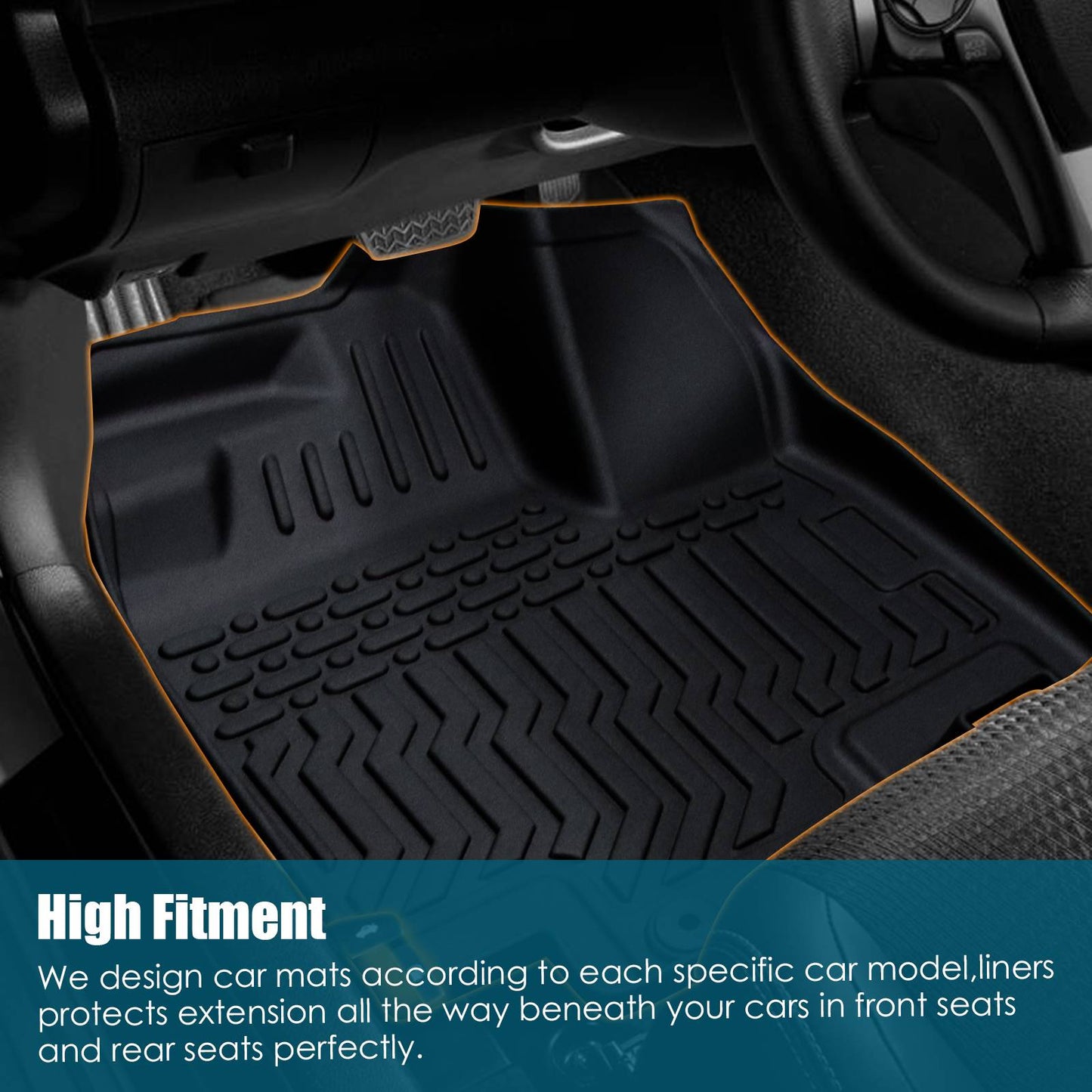 Black All-Weather TPE Rubber Car Mats