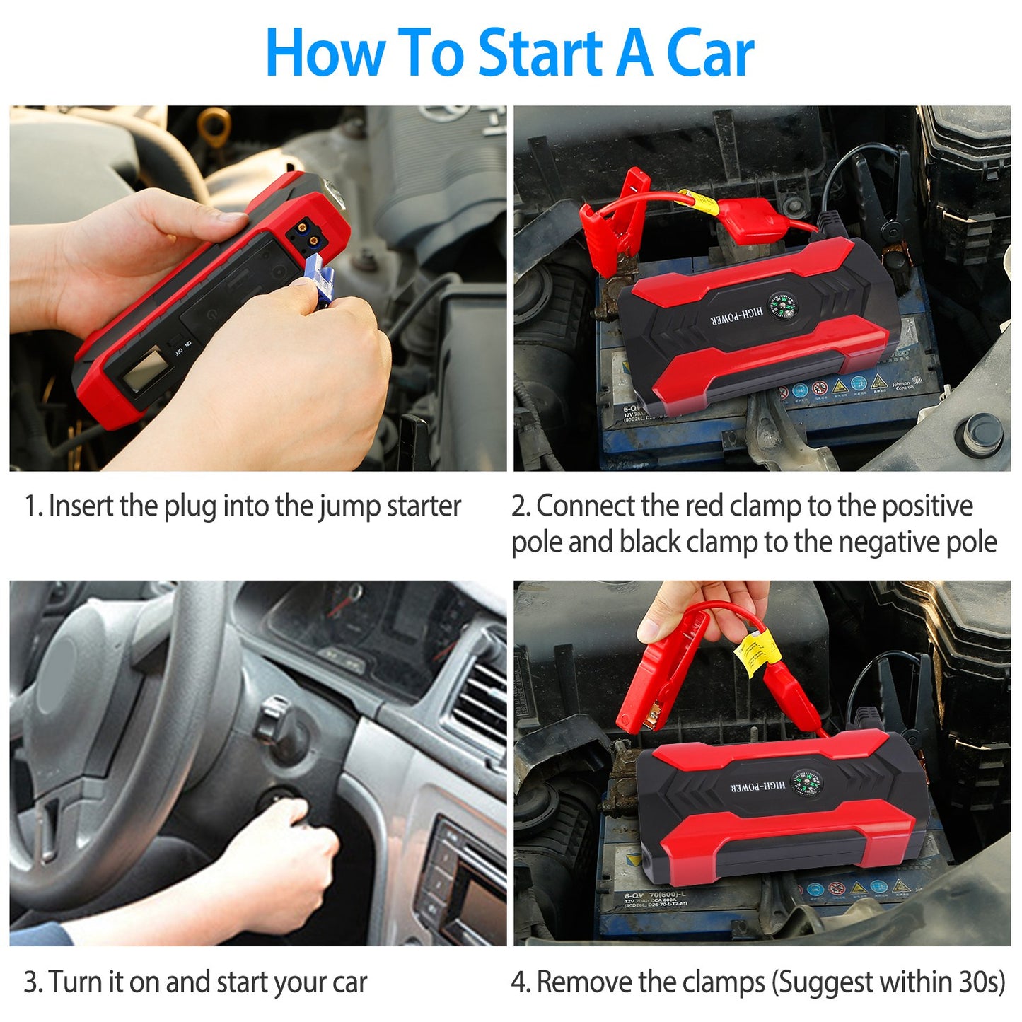 28000mAh 12V Car Jump Starter Booster With LCD Screen